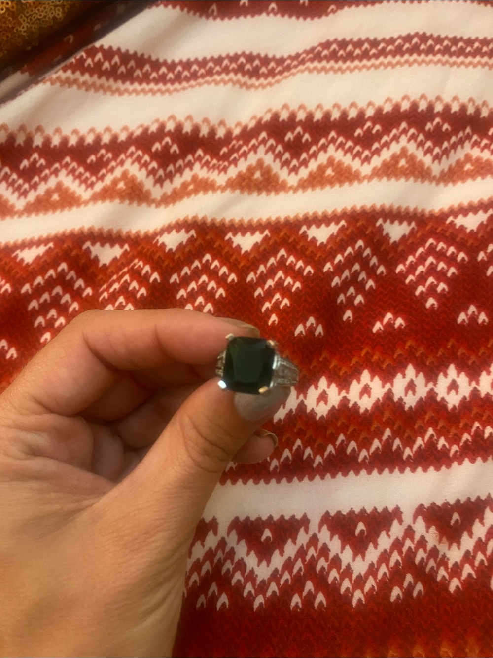 Silver Ring with Dark Green Stone - Elegant Statement Jewelry